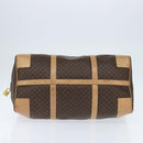 CELINE Macadam Canvas Boston Bag PVC Leather Brown Gold Auth 121362-5