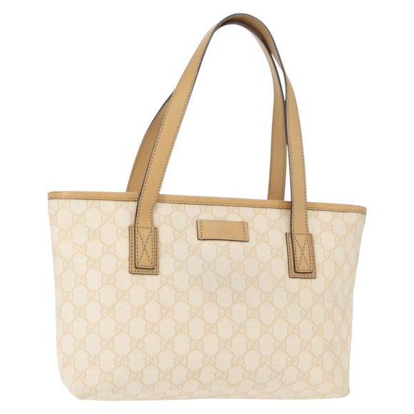 GUCCI GG Supreme Schoudertas PVC Beige Goud 211133 Auth 121363