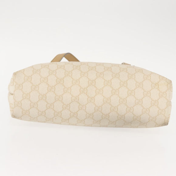 GUCCI GG Supreme Schoudertas PVC Beige Goud 211133 Auth 121363