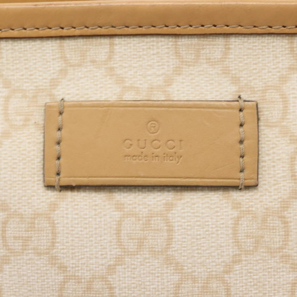 GUCCI GG Supreme Schoudertas PVC Beige Goud 211133 Auth 121363