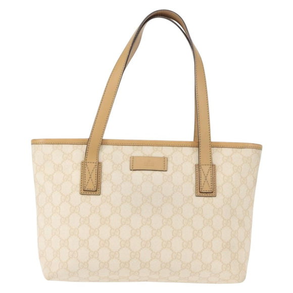 GUCCI GG Supreme Schoudertas PVC Beige Goud 211133 Auth 121363