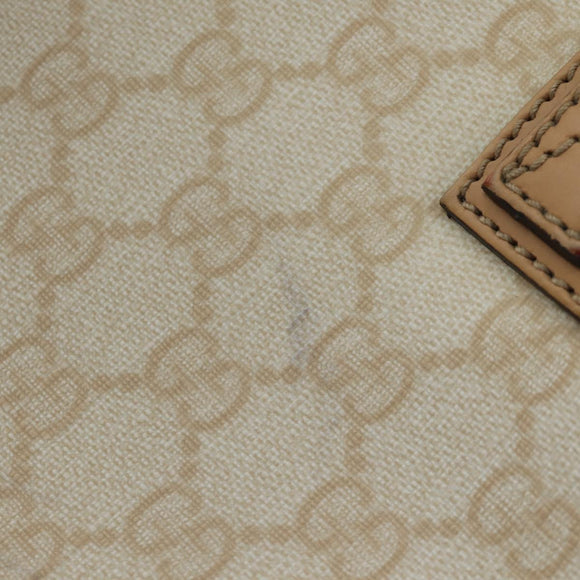GUCCI GG Supreme Schoudertas PVC Beige Goud 211133 Auth 121363