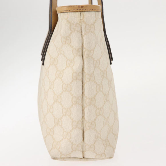 GUCCI GG Supreme Schoudertas PVC Beige Goud 211133 Auth 121363