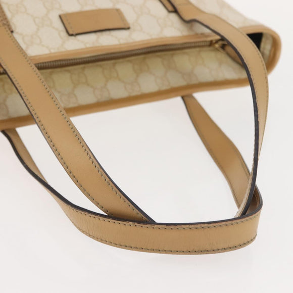 GUCCI GG Supreme Schoudertas PVC Beige Goud 211133 Auth 121363