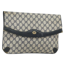 GUCCI GG Supreme Clutch Bag PVC Navy 89 02 075 Auth 121367
