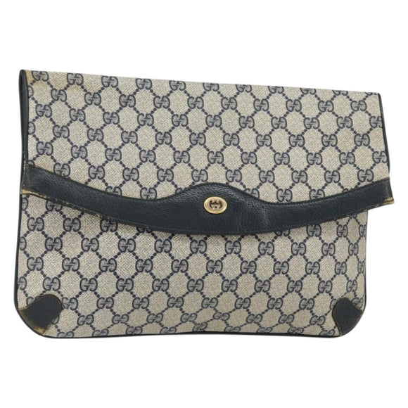 GUCCI GG Supreme Clutch Bag PVC Navy 89 02 075 Auth 121367