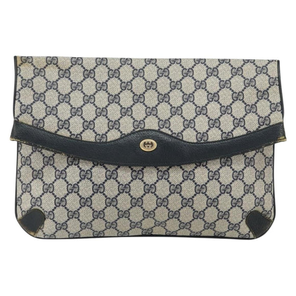 GUCCI GG Supreme Clutch Bag PVC Navy 89 02 075 Auth 121367