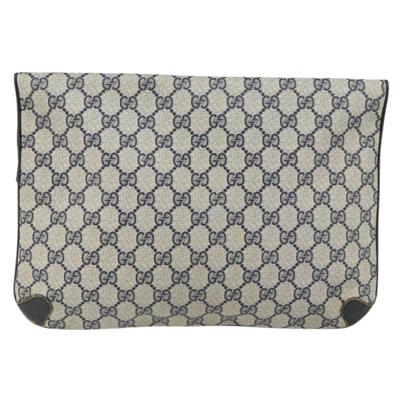 GUCCI GG Supreme Clutch Bag PVC Navy 89 02 075 Auth 121367