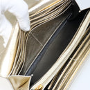 SAINT LAURENT Long Wallet Leather Gold Tone Auth 121369-10