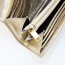 SAINT LAURENT Long Wallet Leather Gold Tone Auth 121369-20