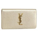 SAINT LAURENT Long Wallet Leather Gold Tone Auth 121369-1
