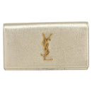 SAINT LAURENT Long Wallet Leather Gold Tone Auth 121369-13