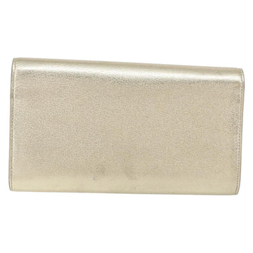 SAINT LAURENT Long Wallet Leather Gold Tone Auth 121369 - 0