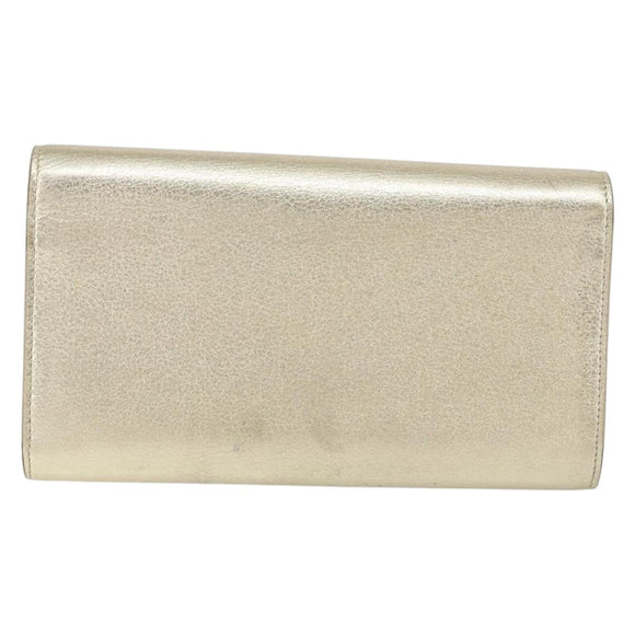 SAINT LAURENT Long Wallet Leather Gold Tone Auth 121369