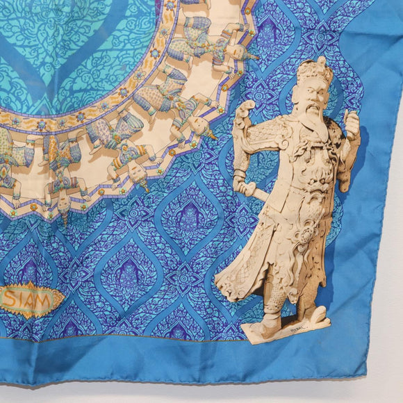 HERMES Carre 90 Scarf Silk Light Blue Auth 121371