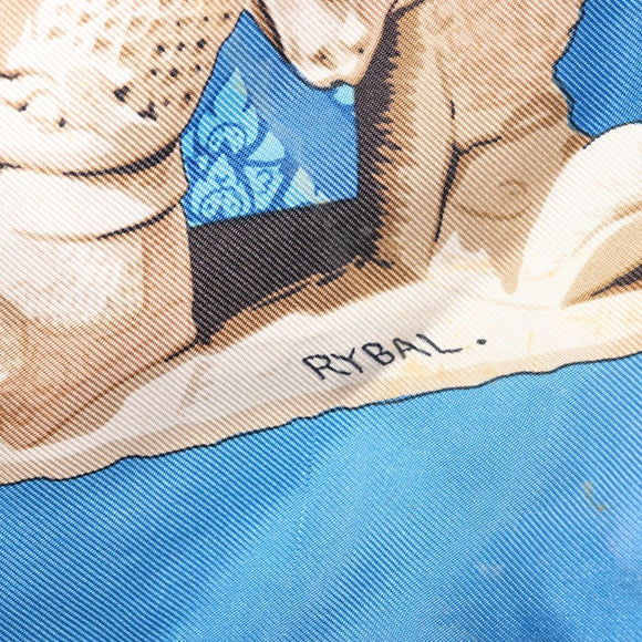 HERMES Carre 90 Scarf Silk Light Blue Auth 121371