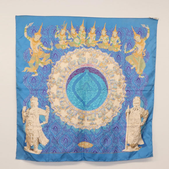 HERMES Carre 90 Scarf Silk Light Blue Auth 121371