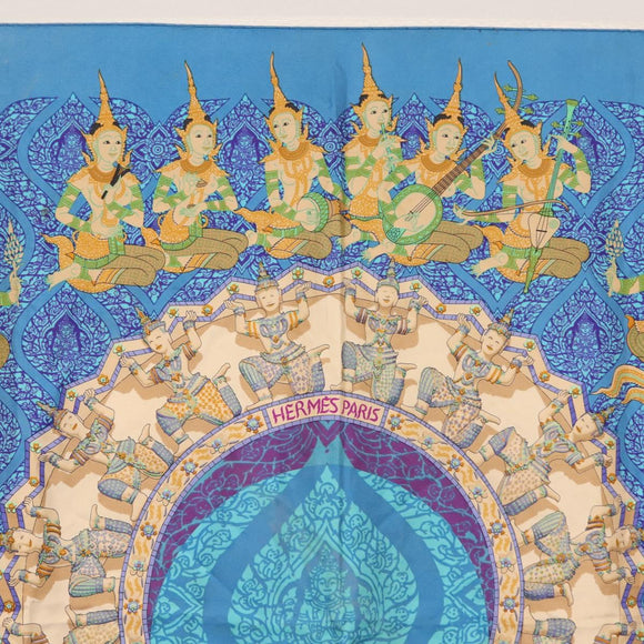 HERMES Carre 90 Scarf Silk Light Blue Auth 121371