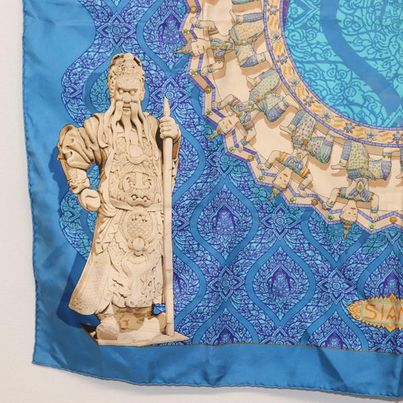 HERMES Carre 90 Scarf Silk Light Blue Auth 121371