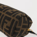 FENDI Zucca Canvas Pouch Black Brown Auth 121373-16