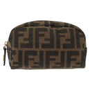 FENDI Zucca Canvas Pouch Black Brown Auth 121373-13