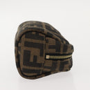 FENDI Zucca Canvas Pouch Black Brown Auth 121373-3