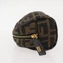 FENDI Zucca Canvas Pouch Black Brown Auth 121373-4