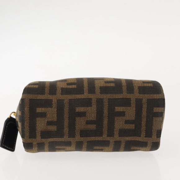 FENDI Zucca Canvas Pouch Black Brown Auth 121373