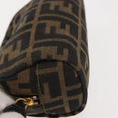 FENDI Zucca Canvas Pouch Black Brown Auth 121373-7