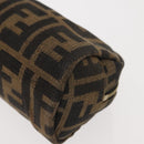 FENDI Zucca Canvas Pouch Black Brown Auth 121373-14