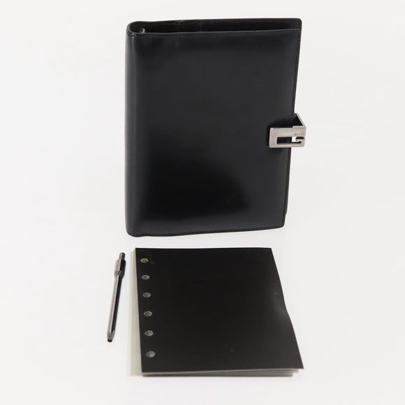 GUCCI Day Planner Cover Leather Black 031 2149 1015 Auth 121374