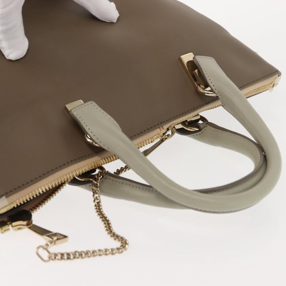 Chloe Bailey Hand Bag Leather 2way Gray Light Blue Auth 121377