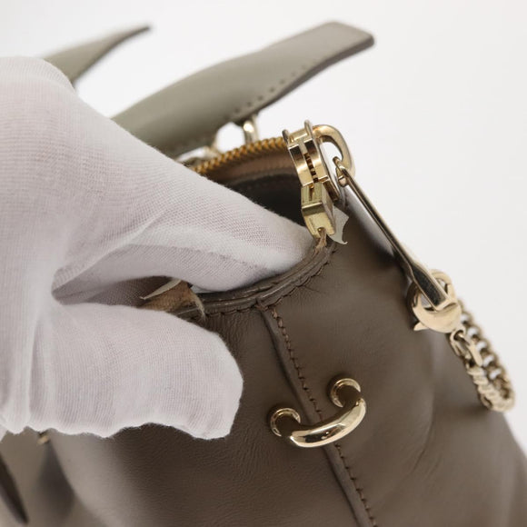 Chloe Bailey Hand Bag Leather 2way Gray Light Blue Auth 121377