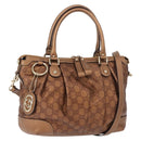 GUCCI GG Canvas Guccissima Bag Leather 2way Gold Metal brown 247902 Auth 121383-1