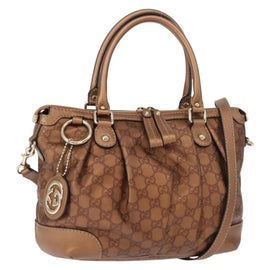 GUCCI GG Canvas Guccissima Bag Leather 2way Gold Metal brown 247902 Auth 121383