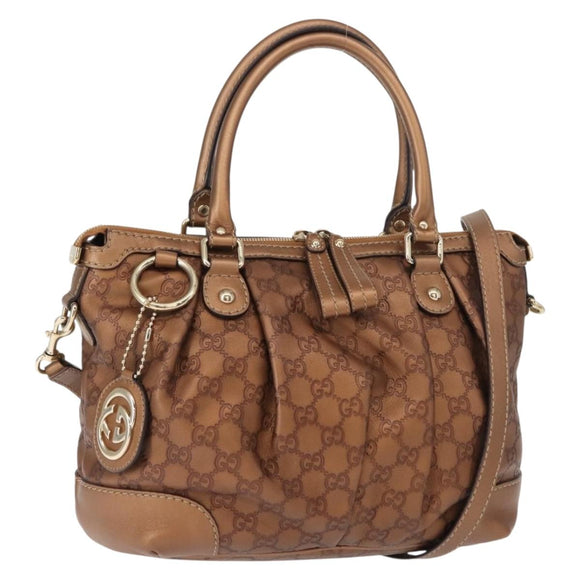 GUCCI GG Canvas Guccissima Bag Leather 2way Gold Metal brown 247902 Auth 121383