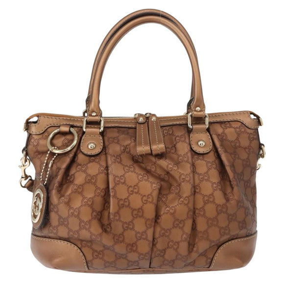 GUCCI GG Canvas Guccissima Bag Leather 2way Gold Metal brown 247902 Auth 121383