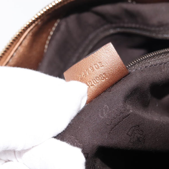 GUCCI GG Canvas Guccissima Bag Leather 2way Gold Metal brown 247902 Auth 121383