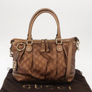 GUCCI GG Canvas Guccissima Bag Leather 2way Gold Metal brown 247902 Auth 121383-12