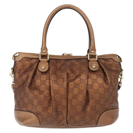 GUCCI GG Canvas Guccissima Bag Leather 2way Gold Metal brown 247902 Auth 121383 - 0