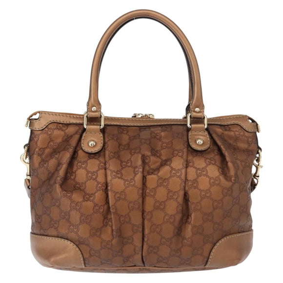 GUCCI GG Canvas Guccissima Bag Leather 2way Gold Metal brown 247902 Auth 121383