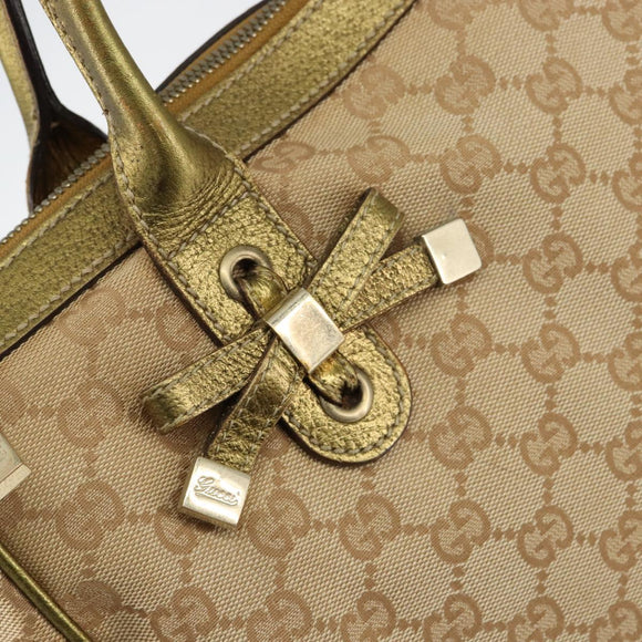 GUCCI GG Canvas Shoulder Bag Beige Gold 177052 Auth 121395