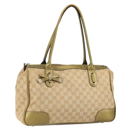 GUCCI GG Canvas Shoulder Bag Beige Gold 177052 Auth 121395