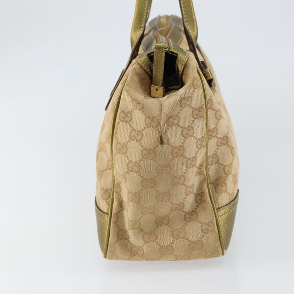 GUCCI GG Canvas Shoulder Bag Beige Gold 177052 Auth 121395