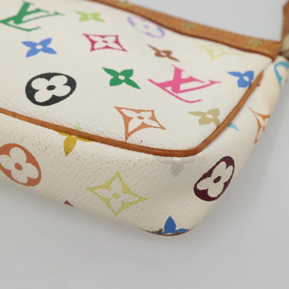 LOUIS VUITTON Multicolor Pochette Accessoires Pouch White M92649 Auth 121405