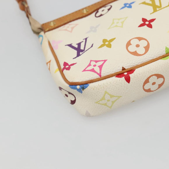 LOUIS VUITTON Multicolor Pochette Accessoires Pouch White M92649 Auth 121405