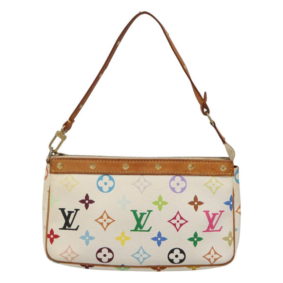 LOUIS VUITTON Multicolor Pochette Accessoires Pouch White M92649 Auth 121405