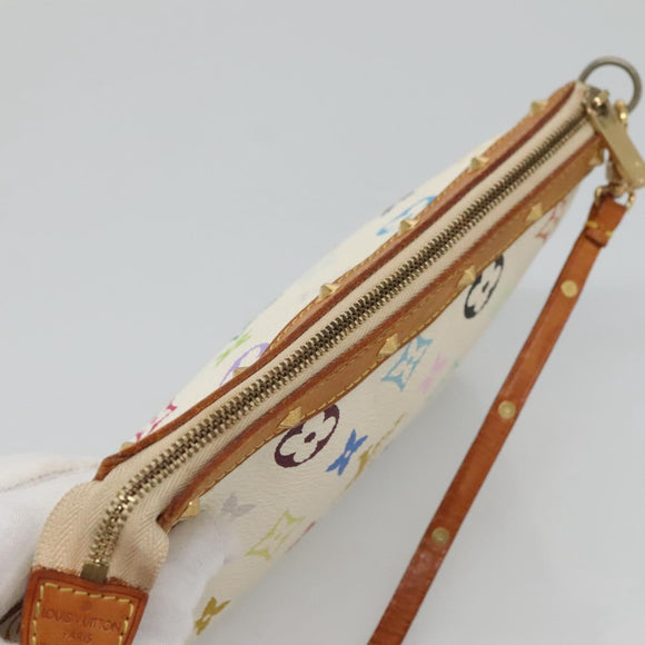LOUIS VUITTON Multicolor Pochette Accessoires Pouch White M92649 Auth 121405
