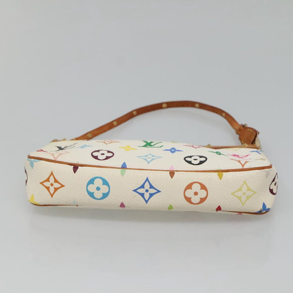 LOUIS VUITTON Multicolor Pochette Accessoires Pouch White M92649 Auth 121405