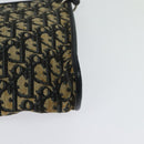 Christian Dior Trotter Canvas Shoulder Bag Navy Gold Auth 121410-16